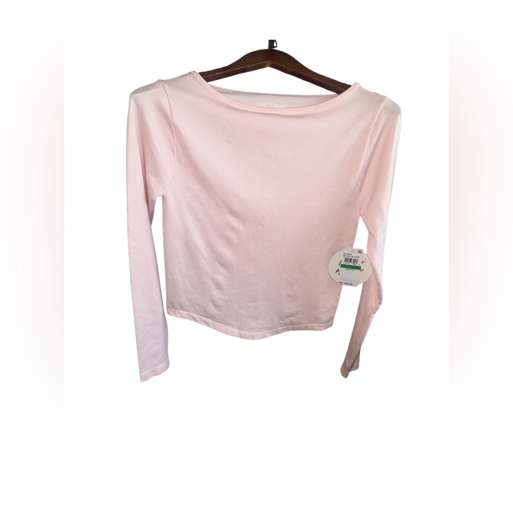 Planet Heart Women's Size Large Long Sleeve Boatneck Top - Light Pink NWT Casual